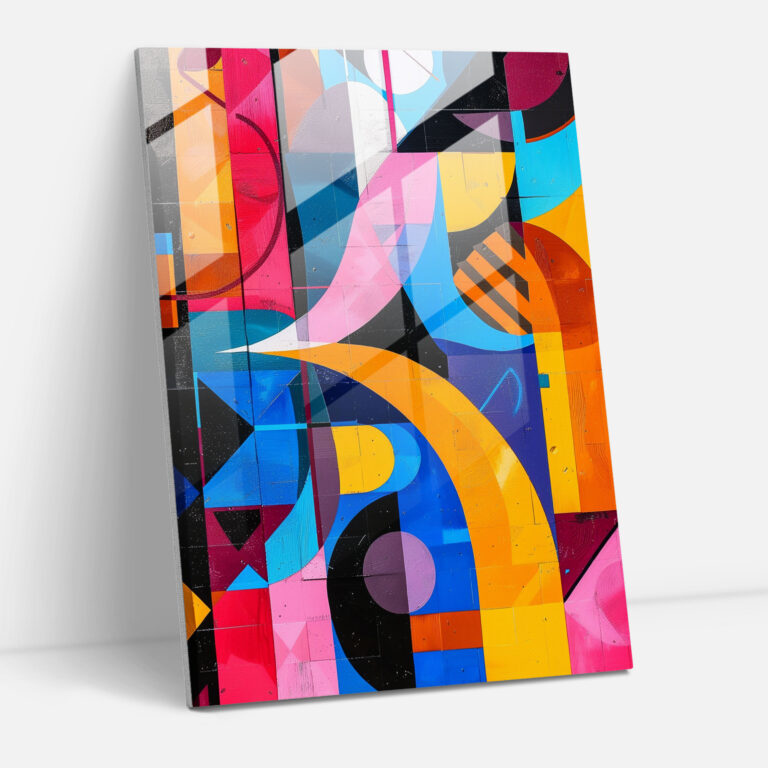 Vibrant Cubism Wall Decoration - Cubism, Glass Wall Art, Wall Decoration, Glass Print