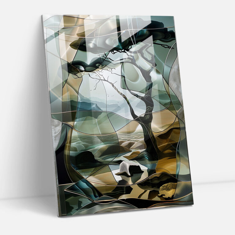 Surreal Landscape Cubism Glass Art - Cubism, Glass Wall Art, Home Decoration, Modern Art