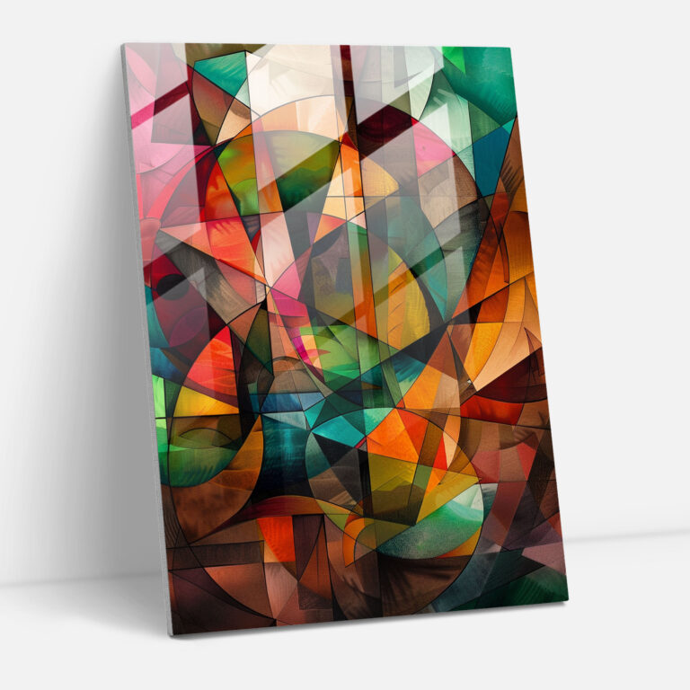Cubism Geometric Shapes Glass Print - Cubism, Wall Decoration, Glass Art, Modern Art
