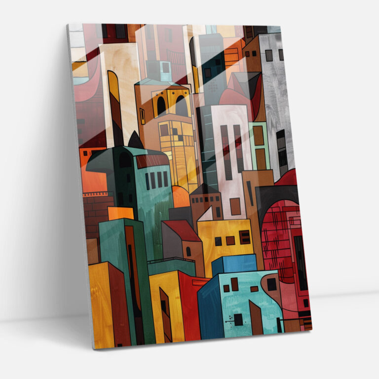 Cubism Cityscape Glass Decoration - Cubism, Home Decoration, Modern Art, Wall Decoration