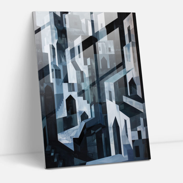 Cubism Abstract Cityscape Glass Decoration - Cubism, Wall Decoration, Home Decoration, Glass Wall Art