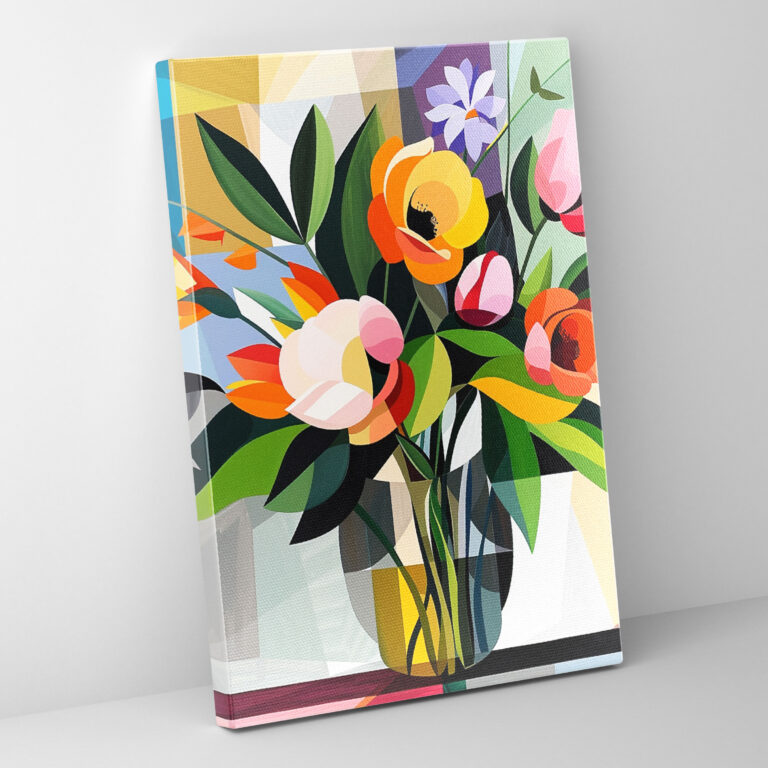 Cubism Floral Arrangement Canvas Print - Cubism, Canvas Print, Wall Art, Canvas