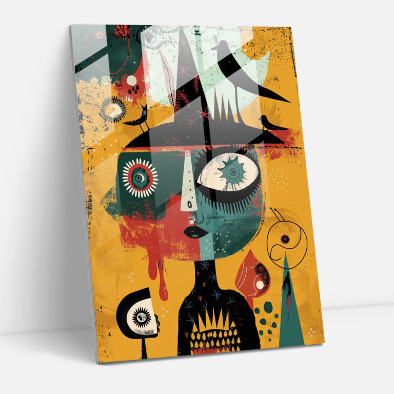 Dadaism Wall Decoration - Whimsical Characters - Dadaism, Glass Wall Art, Wall Decoration, Whimsical Art
