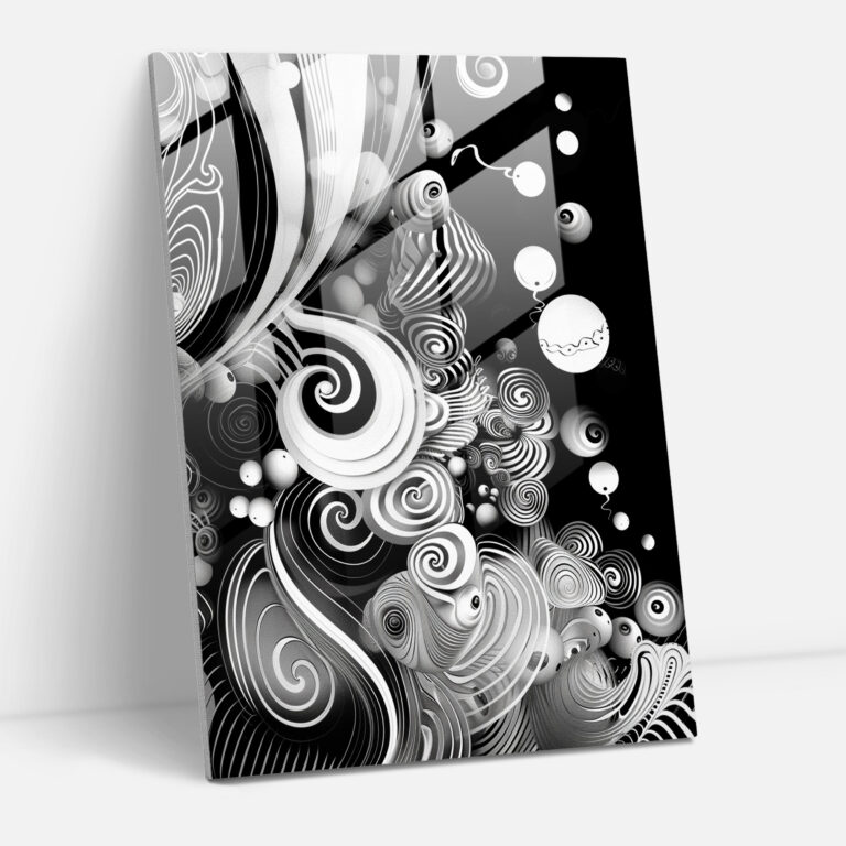 Dadaism Glass Print - Monochrome Swirls - Dadaism, Wall Decoration, Swirls, Abstract
