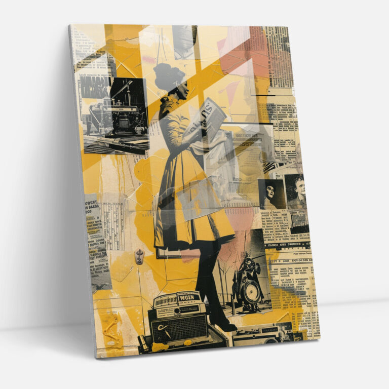 Collage Dadaism Glass Print - Dadaism, Glass Wall Art, Wall Decoration, Modern Art