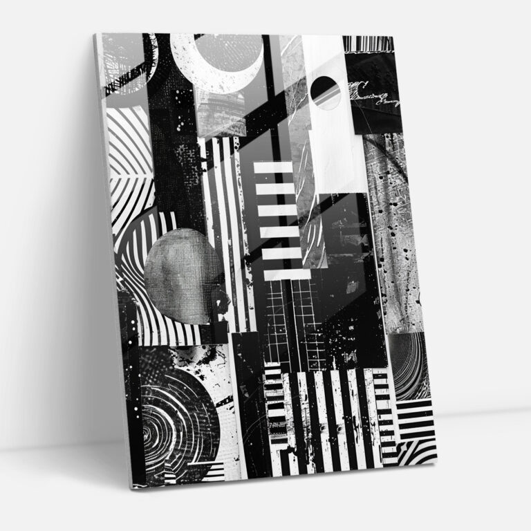 Monochrome Dadaism Glass Art - Dadaism, Modern Art, Glass Print, Home Decoration