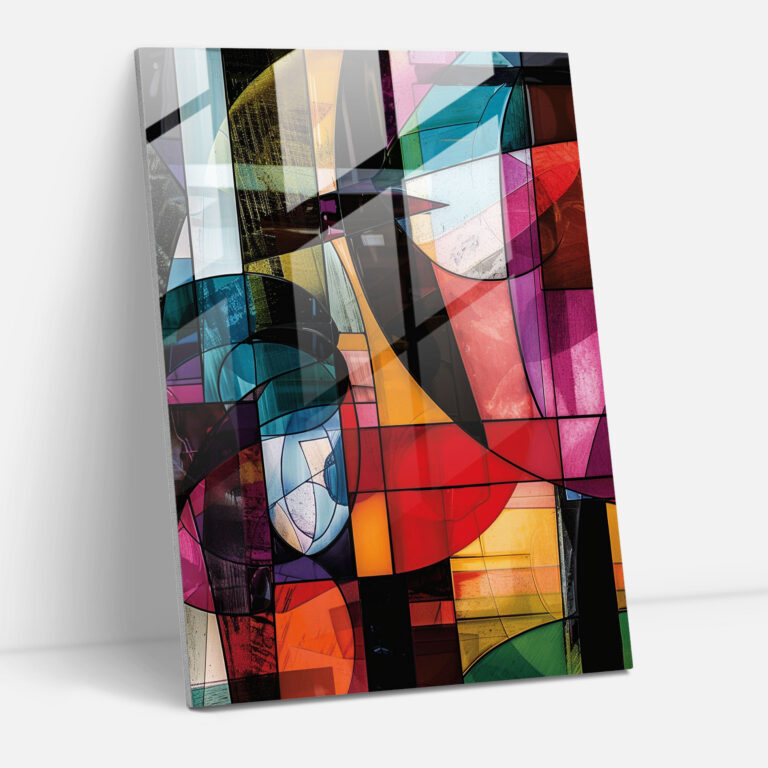 Dadaism Glass Print - Abstract Shapes And Bold Colors - Dadaism, Dadaism Art Style, Home Decoration, Abstract Design