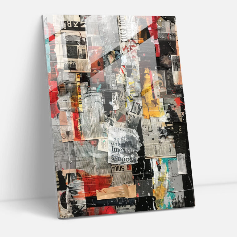 Dadaism Glass Wall Art - Newspaper Clippings And Random Words Collage - Dadaism, Modern Art, Dadaism Art Style, Glass Wall Art