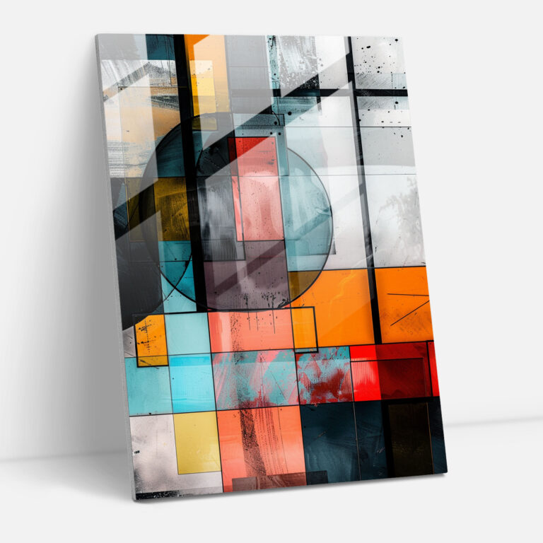 Dadaism Glass Print - Color Blocks - Dadaism, Home Decoration, Glass Wall Art, Wall Decoration
