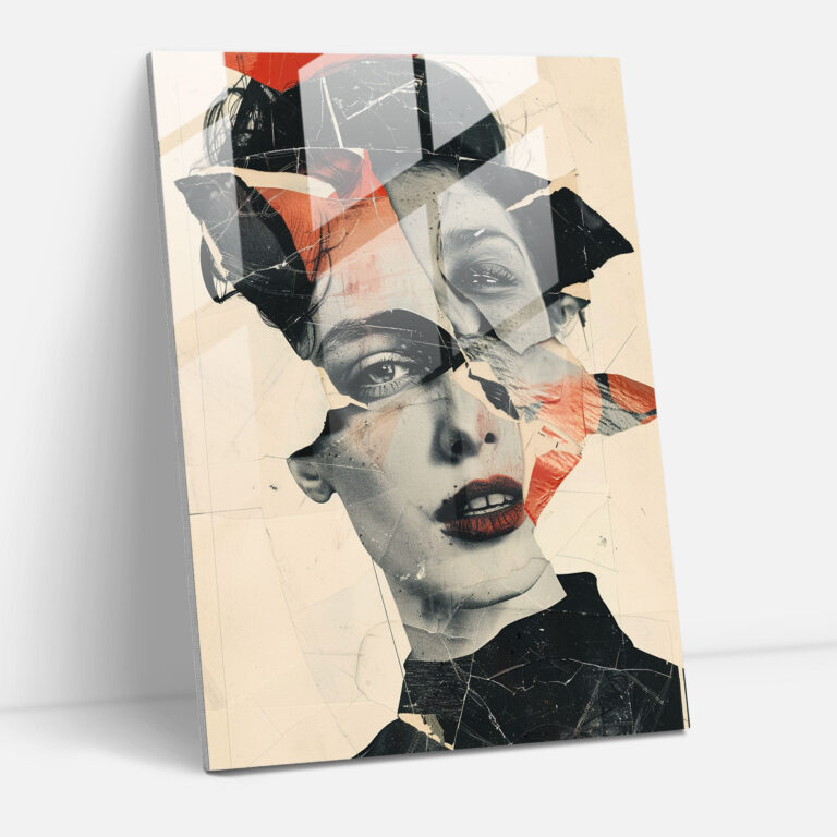 Fragmented Dadaism Glass Print - Dadaism, Modern Art, Home Decoration, Glass Print