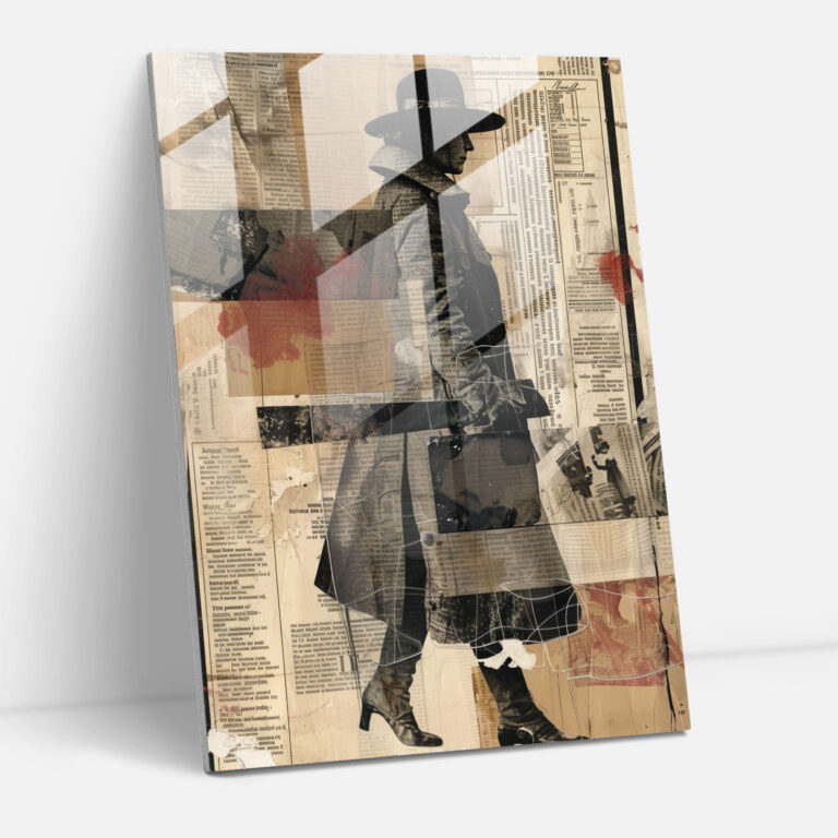 Newspaper Collage Dadaism Glass Print - Dadaism, Glass Wall Art, Modern Art, Wall Decoration