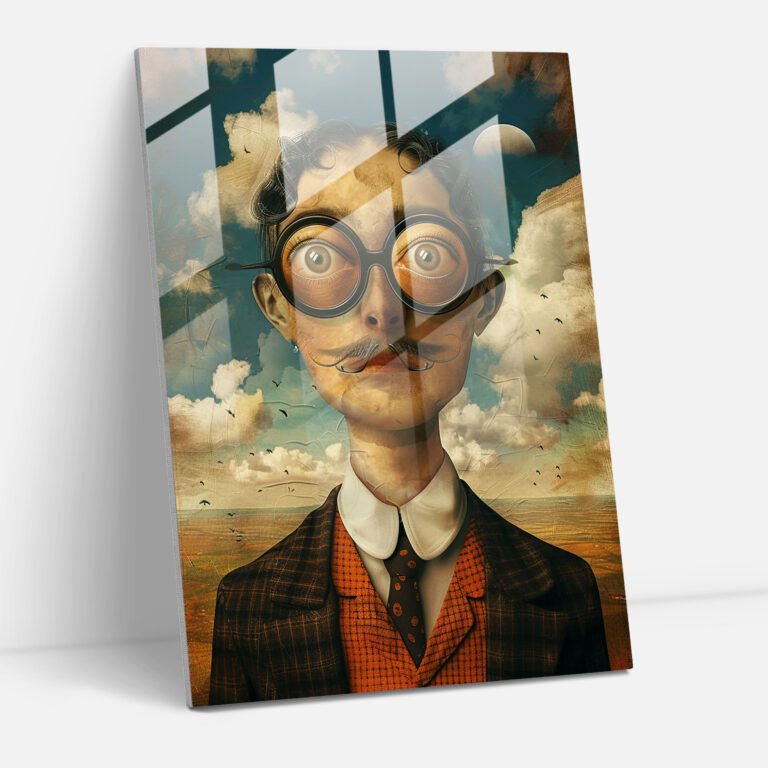 Whimsical Dadaism Glass Print - Dadaism, Glass Wall Art, Wall Decoration, Modern Art