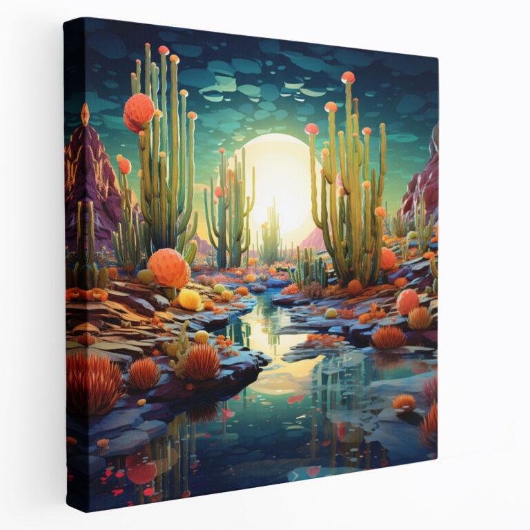 Desert Wall Art - Surreal Floating Cacti Abstract Canvas Print - Desert, Canvas Wall Art, Wall Art, Canvas