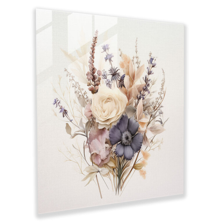 Dry Flower Glass Print - Dry Flower, Glass Wall Art, Pastel Tones, Home Decoration