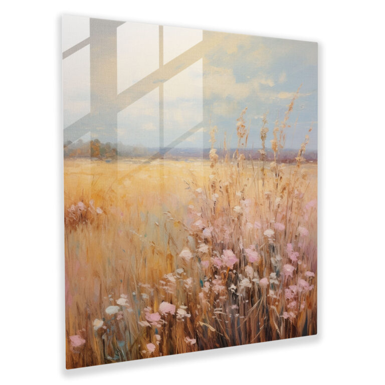 Impressionist Dry Flower Glass Print - Dry Flower, Glass Art, Wall Decoration, Serenity