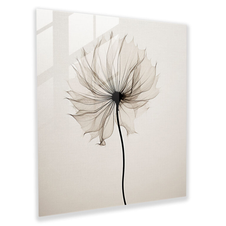 Poetic Dry Flower Glass Print - Dry Flower, Poetic Essence, Glass Art, Wall Decoration