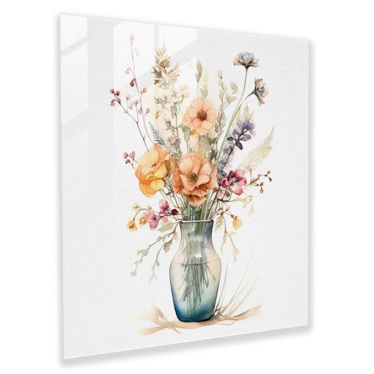 Dry Flower Glass Print - Dry Flower, Glass Art, Glass Print, Watercolor Painting
