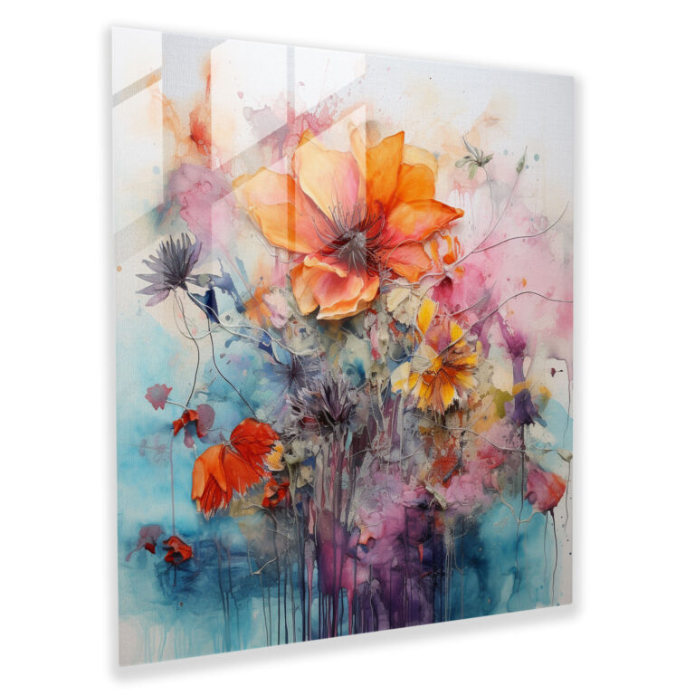 Dry Flower Glass Print - Dry Flower, Glass Art, Abstract Mixed Media Artwork, Glass Print