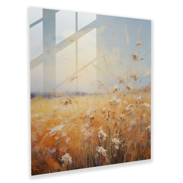 Dry Flower Glass Print - Dry Flower, Home Decoration, Impressionist Oil Painting, Tranquility And Serenity