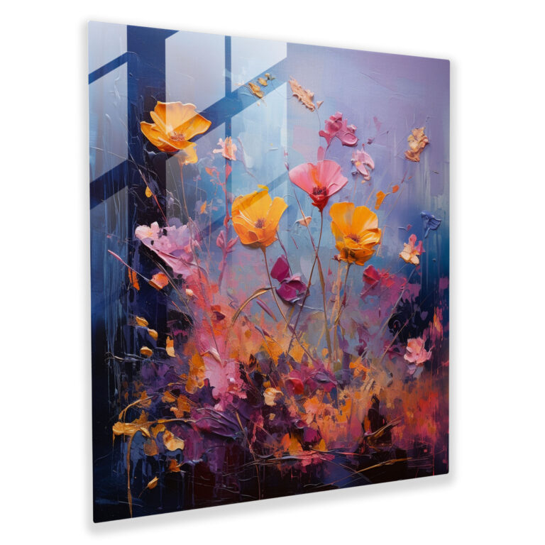 Dry Flower Glass Print - Dry Flower, Home Decoration, Abstract Oil Painting, Glass Art