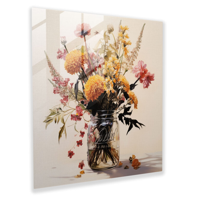 Dry Flower Glass Print - Dry Flower, Glass Print, Glass Wall Art, Bouquet Of Dried Flowers