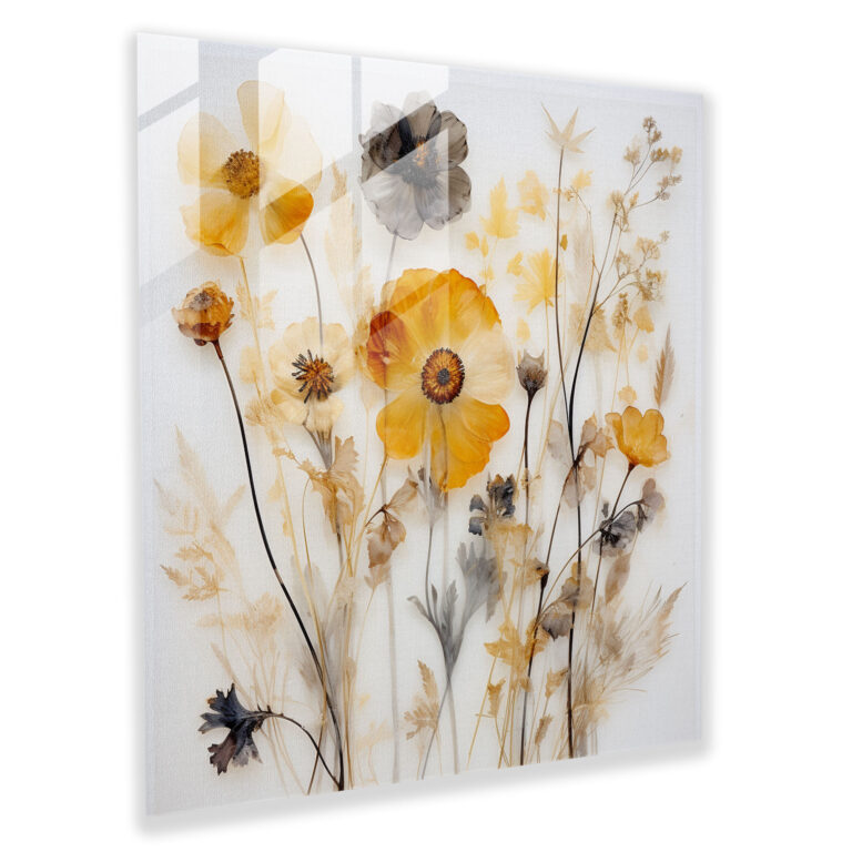 Dry Flower Glass Print - Dry Flower, Glass Print, Translucent Resin, Glass Art