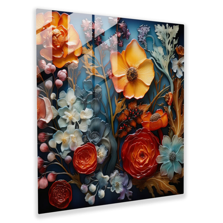 Vibrant Dry Flower Glass Art - Dry Flower, Realistic, Glass Print, Home Decoration
