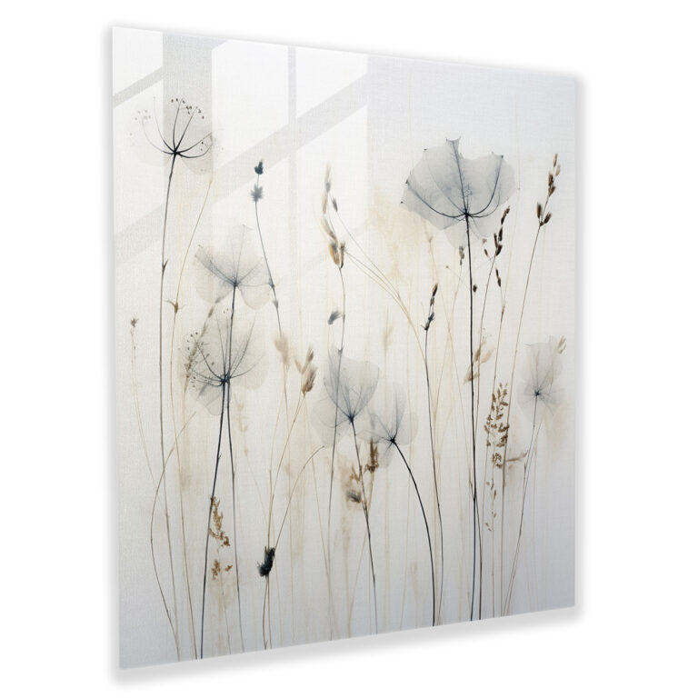 Silhouette Blooms Dry Flower Glass Wall Art - Dry Flower, Glass Wall Art, Glass Print, Silhouettes