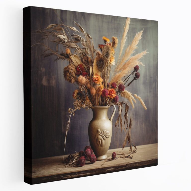 Retro Dry Flower Canvas Print - Dry Flower, Retro Vintage Photograph, Home Decoration, Canvas