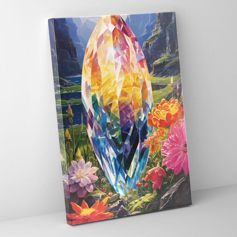 Rainbow Diamond Wall Art - Diamond, Delicate Flowers, Wall Art, Rainbow Colors