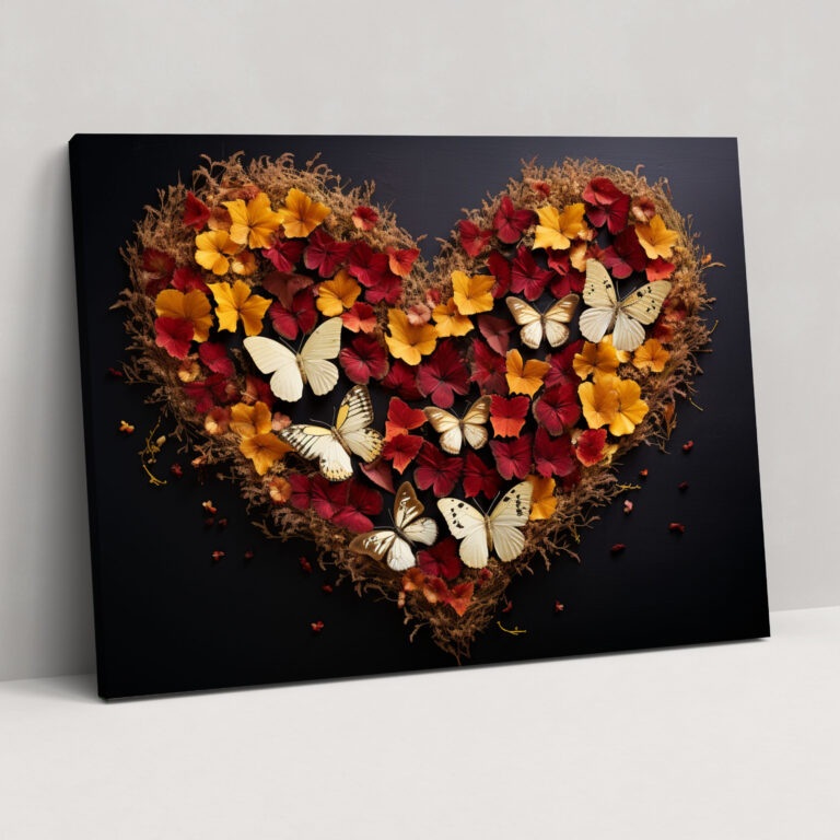 Dried Butterflies Photorealistic Collection Heart Canvas Print - Dried Butterflies, Canvas Wall Art, Canvas, Love-Themed Decor