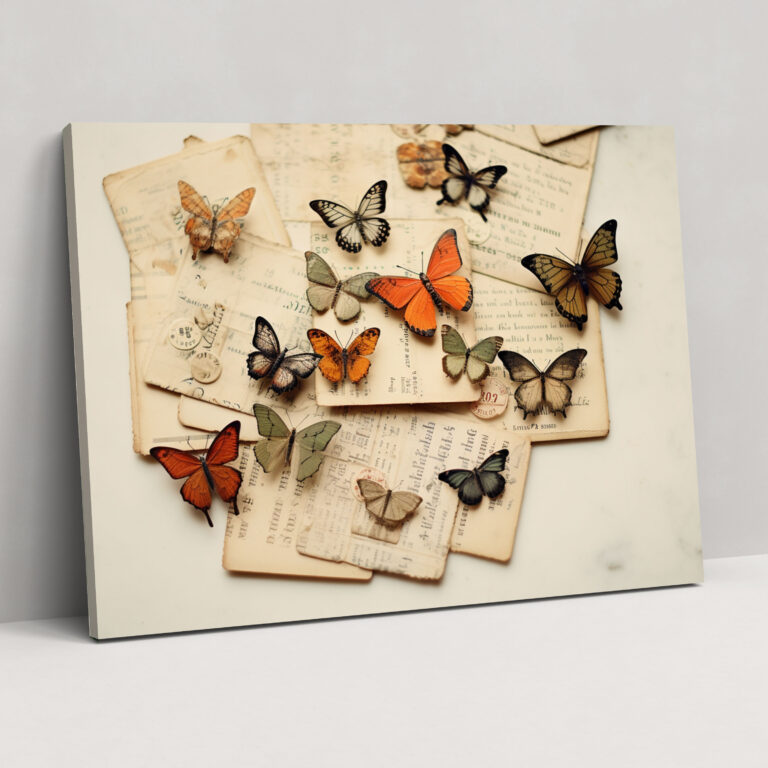 Dried Butterflies Photorealistic Collection Vintage Canvas Print - Dried Butterflies, Dried Butterflies Photorealistic Collection, Wall Art, Canvas