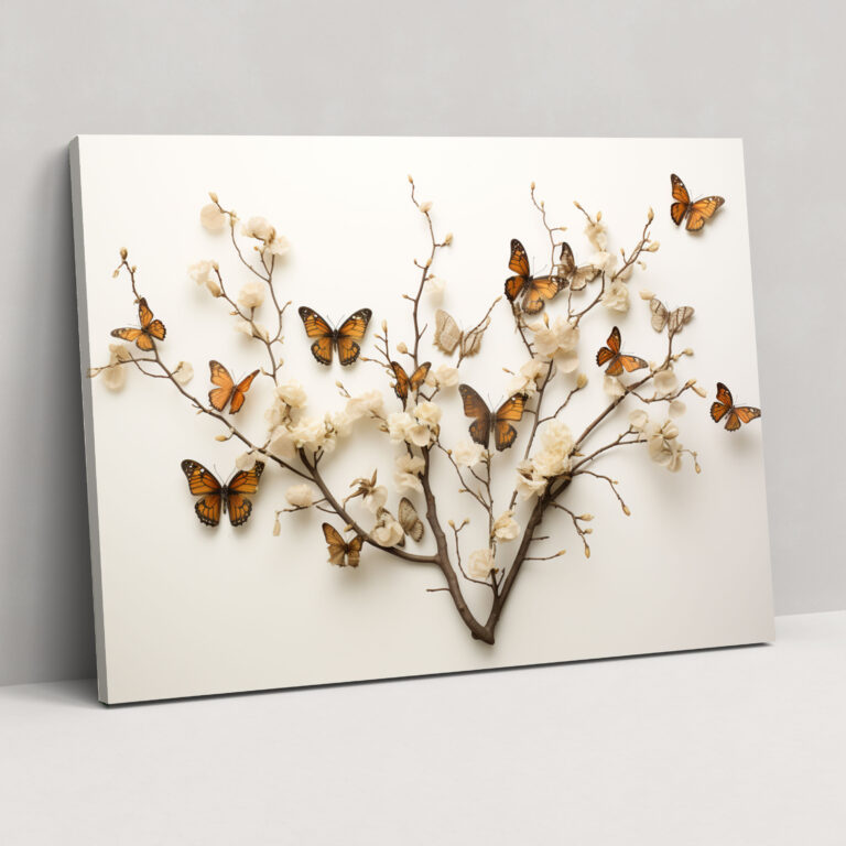 Dried Butterflies Photorealistic Collection Branch Wall Decoration - Dried Butterflies, Serene Decor, Wall Art, Dried Butterflies Photorealistic Collection