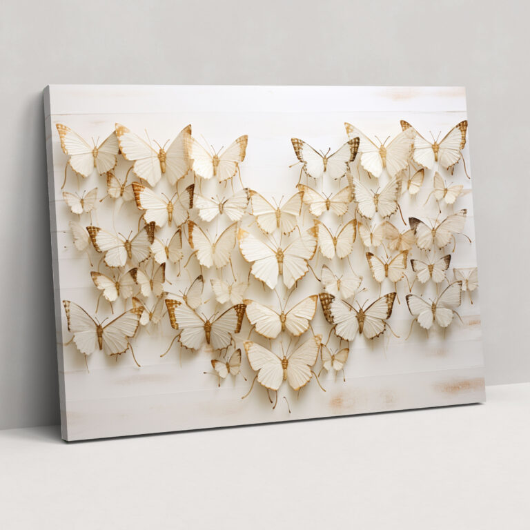 Ethereal Elegance Dried Butterflies Wall Art - Dried Butterflies, Nature Enthusiasts, Dried Butterflies Photorealistic Collection, Fragile Nature