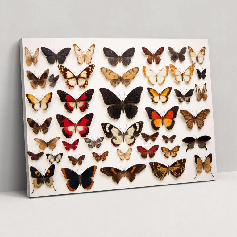 Enchanting Beauty Dried Butterflies Wall Art - Dried Butterflies, Canvas Wall Art, Enchanting Beauty, Dried Butterflies Photorealistic Collection
