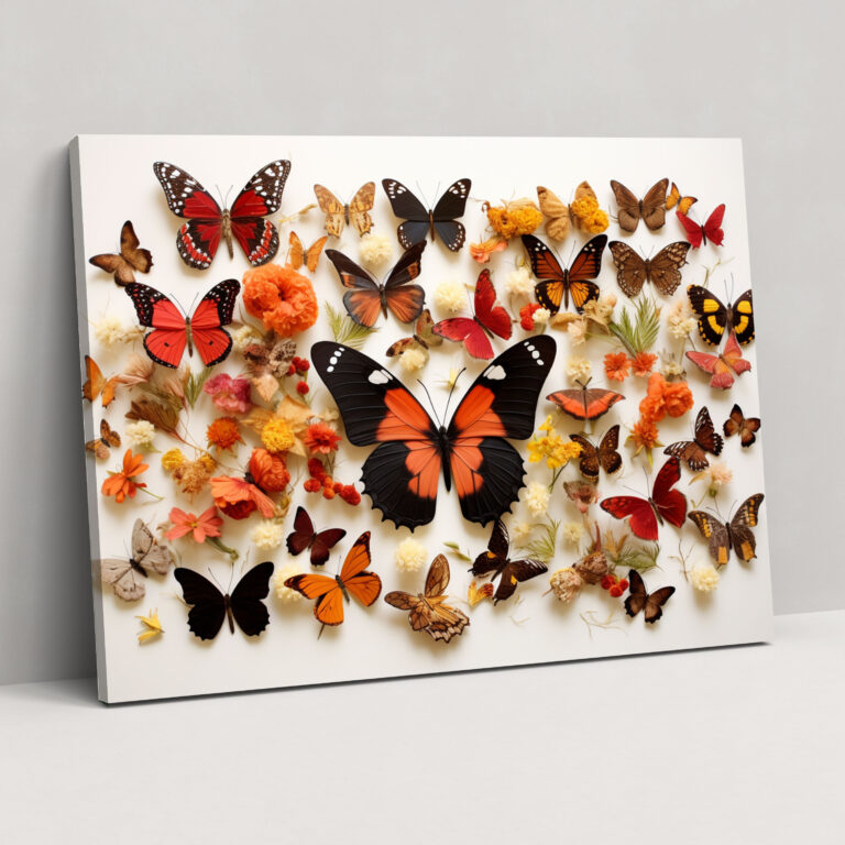 Dried Butterflies Photorealistic Collection Wall Decoration - Dried Butterflies, Canvas Wall Art, Canvas Print, Home Decoration