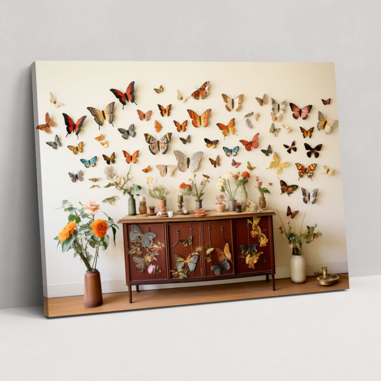 Dried Butterflies Photorealistic Collection Wall Decoration - Dried Butterflies, Canvas Wall Art, Home Decoration, Wall Decoration