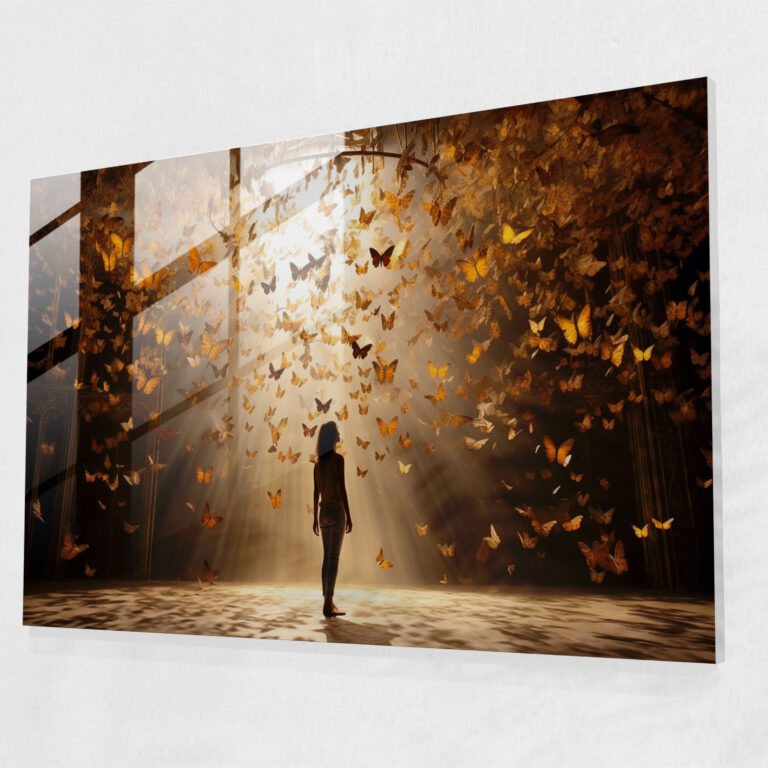 Dried Butterflies Modern Art - Dried Butterflies, Glass Print, Dried Butterflies Photorealistic Collection, Home Decoration