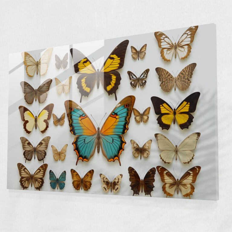 Dried Butterflies Glass Wall Art - Dried Butterflies, Wall Decoration, Glass Art, Modern Art