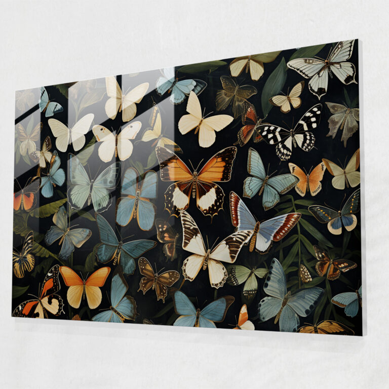 Dried Butterflies Mesmerizing Glass Wall Art - Dried Butterflies, Dried Butterflies, Modern Art, Glass Wall Art