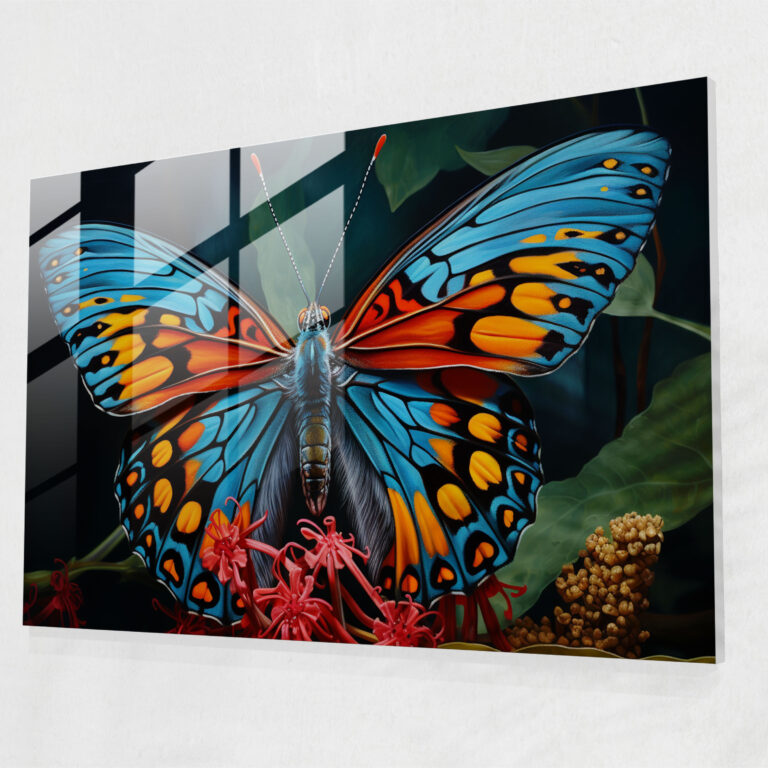 Realistic Butterflies Glass Wall Art - Dried Butterflies, Wall Decoration, Home Decoration, Butterflies