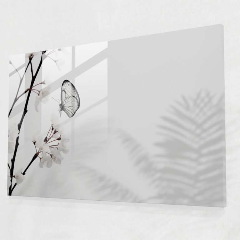 Butterfly Glass Print - Dried Butterflies, Butterflies, Tranquility, Leaf