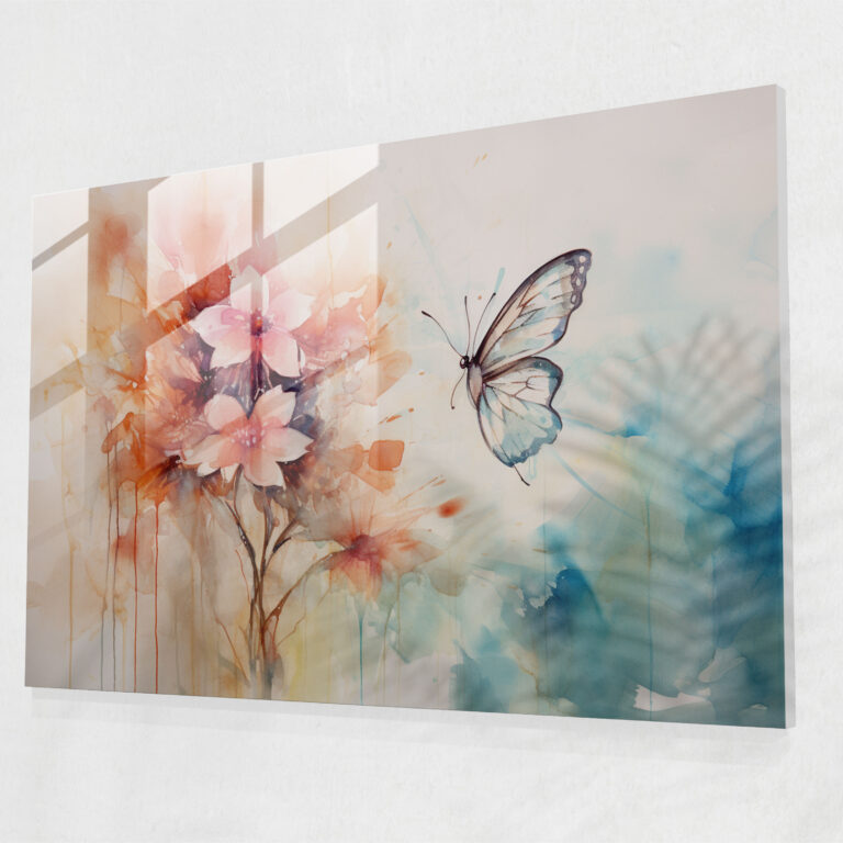 Watercolor Butterfly Glass Print - Dried Butterflies, Glass Print, Wall Decoration, Butterflies