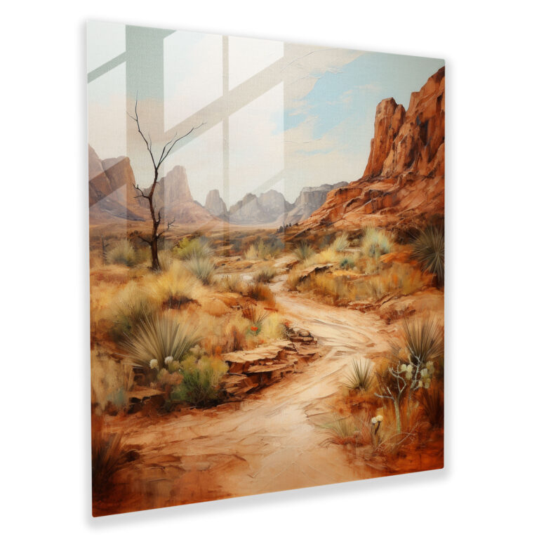 Rustic Wilderness Glass Print - Desert, Modern Art, Rustic Charm, Glass Art
