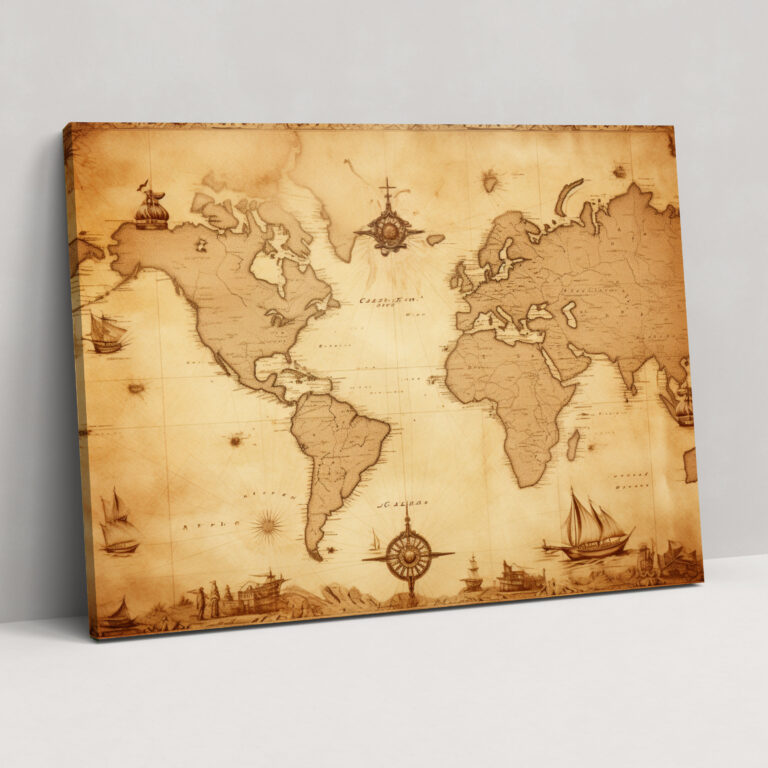 World Canvas Print - Earth, World, Intricate Cartographic Details, Wall Decoration
