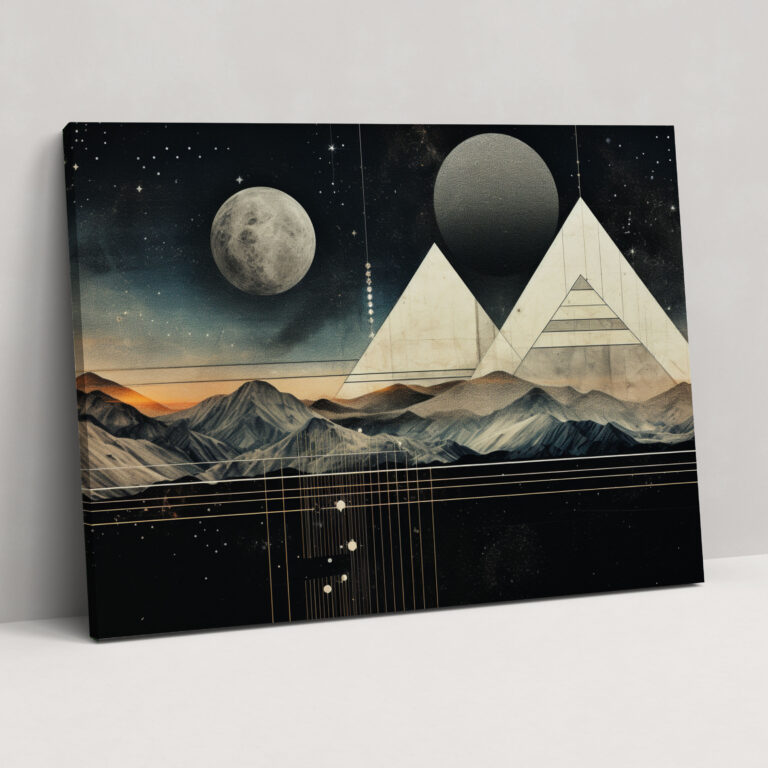 Geometric Planets Canvas Print - Earth, Canvas, Geometric Mixed Media, Wall Decoration