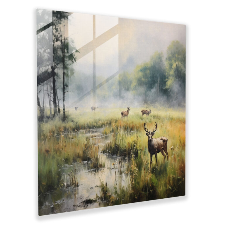 Elk Glass Print - Impressionist Painting, Home Decoration - Elk, Elk, Home Decoration, Glass Wall Art