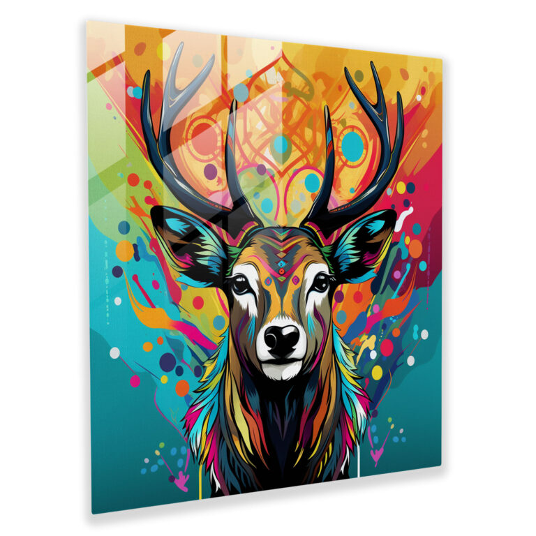 Elk Glass Print - Pop Art Illustration, Modern Wall Decoration - Elk, Illustration, Wall Decoration, Glass Print
