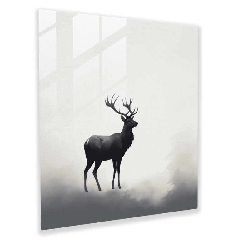 Minimalist Elk Glass Print - Elk, Elk, Glass Art, Home Decoration