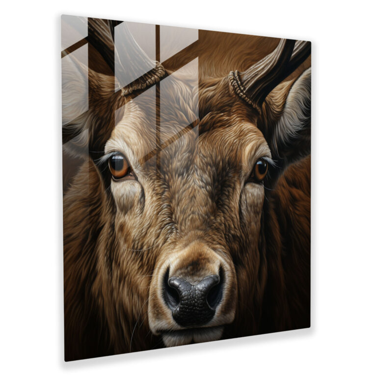 Realistic Elk Glass Print - Elk, Majestic, Glass Art, Home Decoration